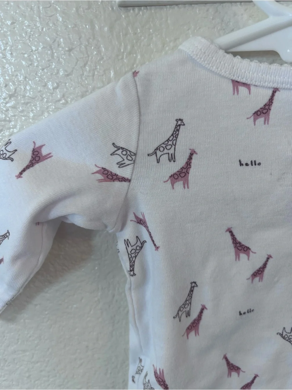 Carter's White Long-Sleeve Tee with Pink Giraffe Print